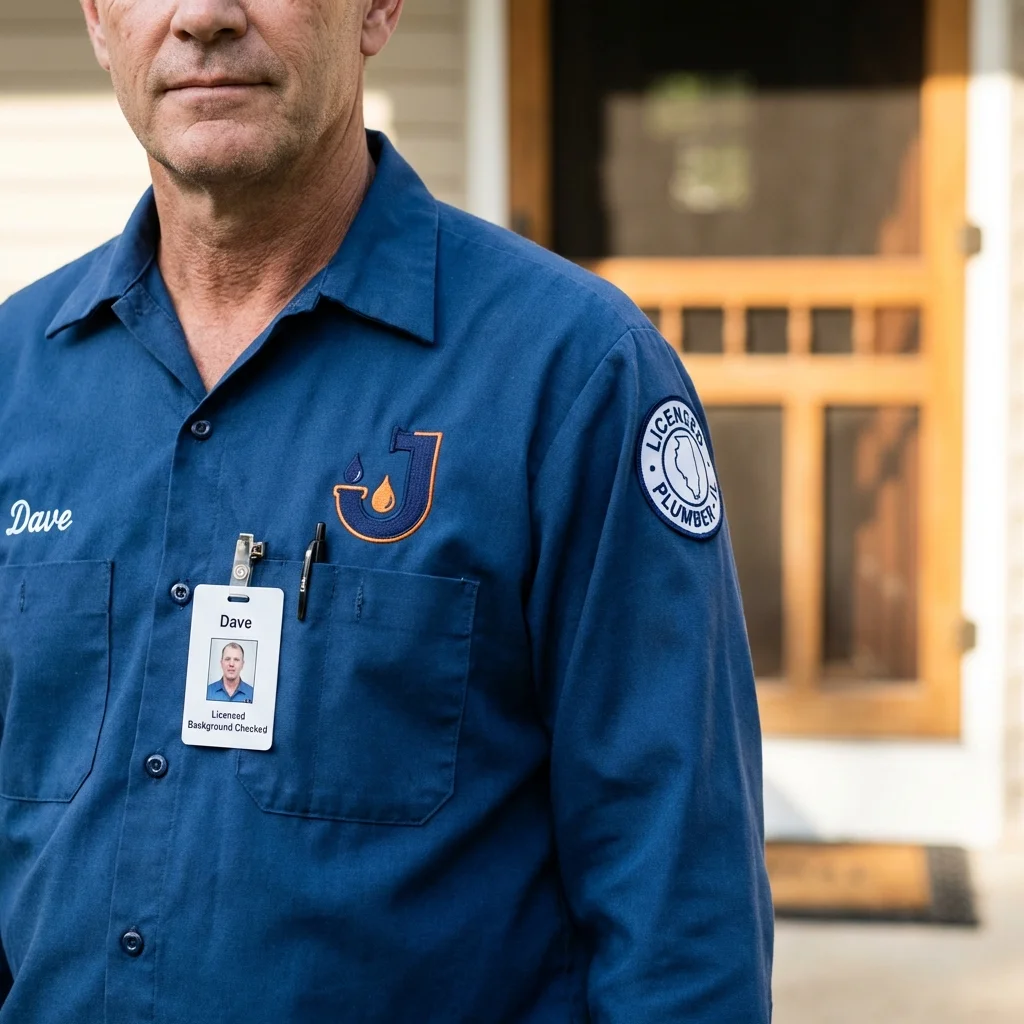 Licensed plumber showing ID badge in Logansport, IN