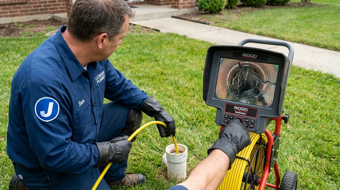 Sewer camera inspection being performed by Johns Plumbing LLC in Logansport